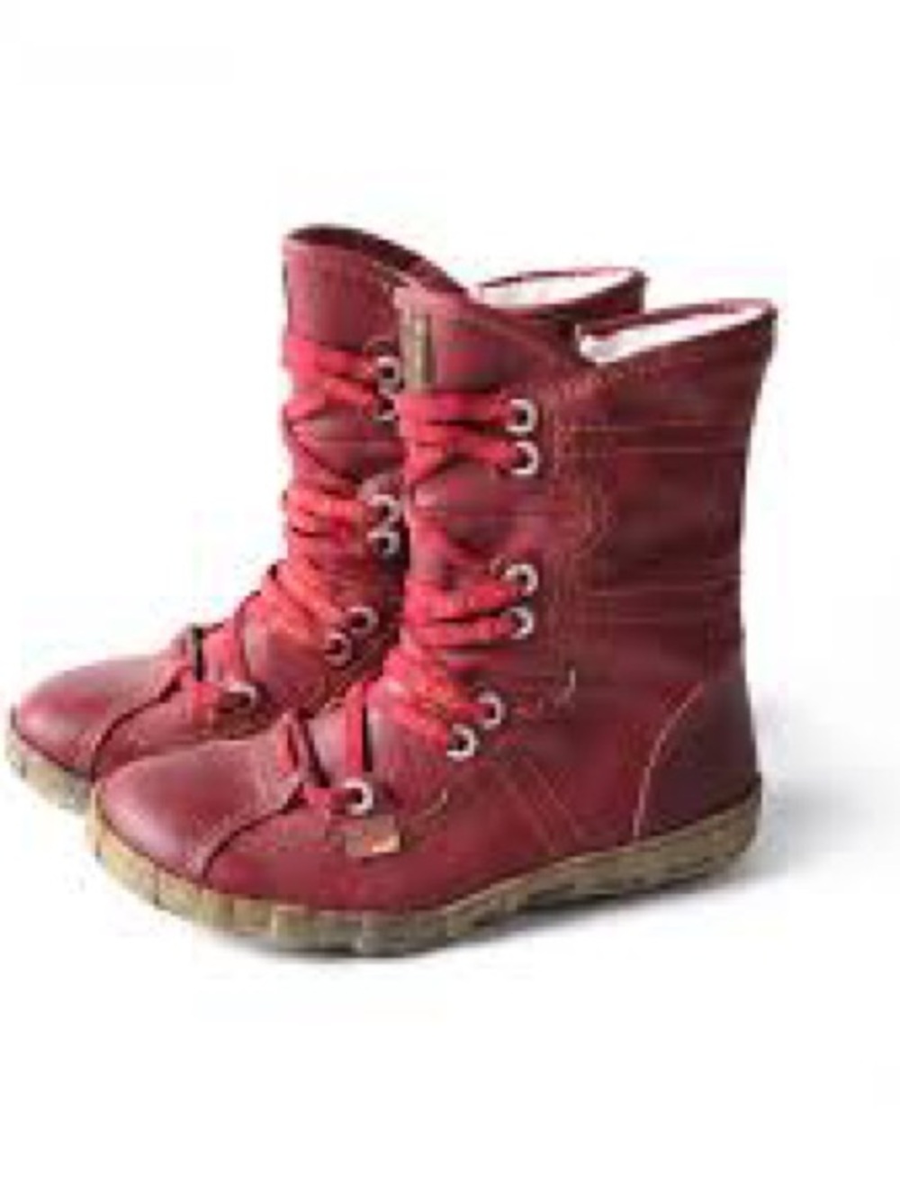 TMA EYES women Red Lace-Up Mid-Calf snow Boots size 8.5/9